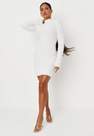 Missguided - Cream Carli Bybel X Missguided Fluffy Knit High Neck Long Sleeve Mini Dress, Women