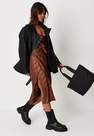 Missguided - Chocolate Textured Satin Midaxi Slip Dress, Women