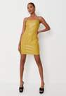 Missguided - Yellow Faux Leather Square Neck Cross Back Mini Dress, Women