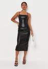 Missguided - Black Faux Leather Square Neck Cross Back Midaxi Dress