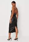 Missguided - Black Faux Leather Square Neck Cross Back Midaxi Dress