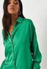 Missguided - Green Satin Oversized Shirt Dress