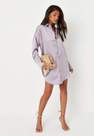 Missguided - Lilac Satin Oversized Shirt Dress