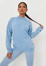 Missguided - Stone Carli Bybel X Missguided Blue Bleach Wash Oversized Sweatshirt