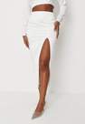 Missguided - Ivory Carli Bybel X Missguided Satin Split Hem Midaxi Skirt, Women