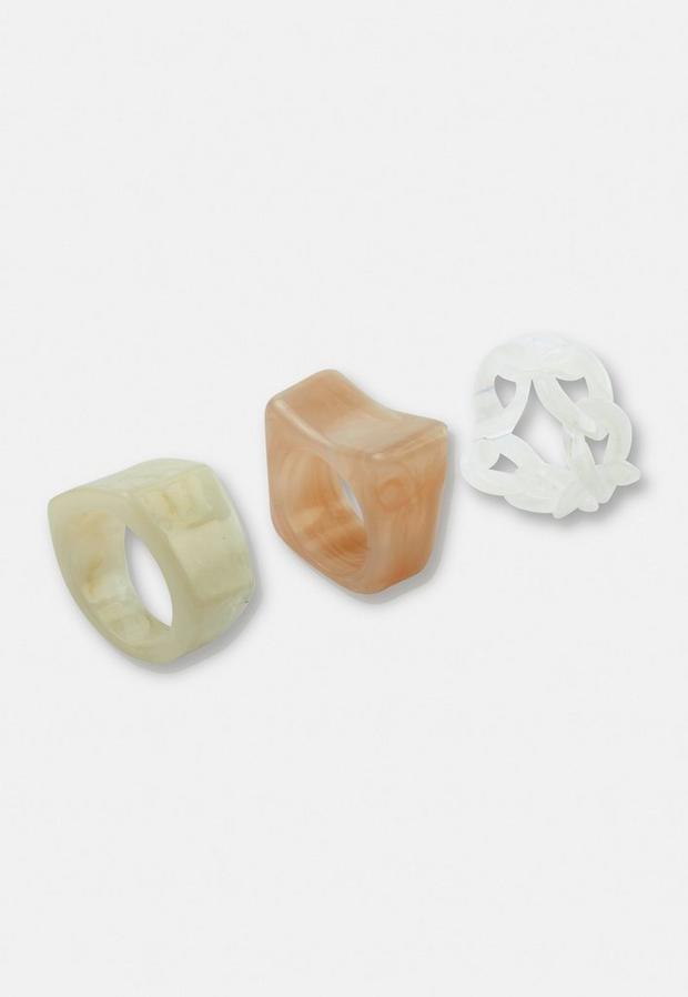 Cream Cream Mix Resin Rings 3 Pack, , large image number 1