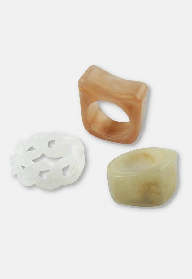 Cream Cream Mix Resin Rings 3 Pack, , large image number 2