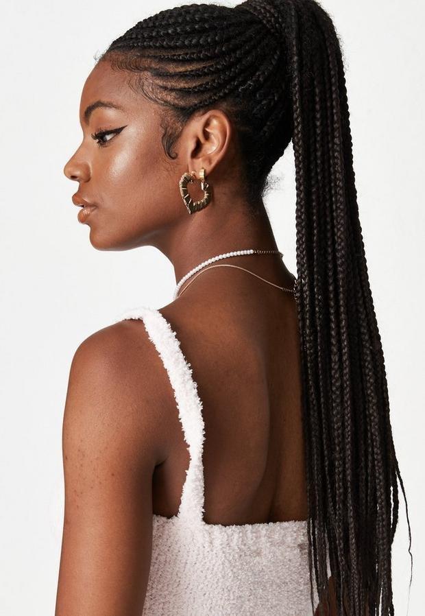 Gold Gold Look Heart Creole Hoop Earrings, , large image number 0