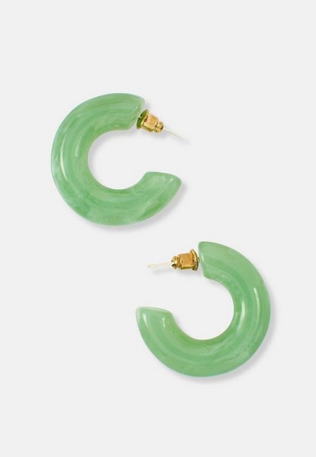 Missguided - Green Resin Tube Hoop Earrings
