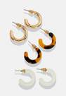 Missguided - Multi Gold Look And Resin Tube Hoop Earrings 3 Pack