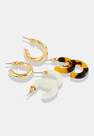 Missguided - Multi Gold Look And Resin Tube Hoop Earrings 3 Pack