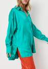 Missguided - Green Satin Extreme Oversized Shirt, Women