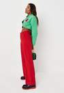 Missguided - Red Pleated Wide Leg Tailored Trousers
