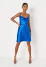 Missguided - Blue Satin Cowl Neck Cami Mini Dress, Women