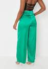 Missguided - Green Co Ord Satin Wide Leg Trousers, Women