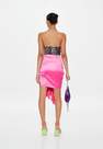 Missguided - Pink Ruched Satin Drape Front Mini Skirt, Women