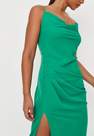 Missguided - Green Satin Cowl Neck Side Button Midi Dress, Women