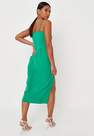 Missguided - Green Satin Cowl Neck Side Button Midi Dress, Women