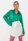 Missguided - Emerald Satin Wide Sleeve Shirt, Women