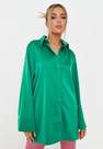 Missguided - Emerald Satin Wide Sleeve Shirt, Women