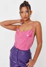 Missguided - Pink Sequin Cross Back Cami Top