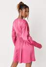 Missguided - Hot Pink Petite Satin Balloon Sleeve Mini Dress