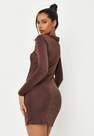 Missguided - Chocolate Slinky Ruched Shirt Dress