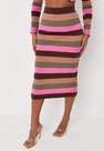 Missguided - Brown Co Ord Rib Contrast Midi Skirt