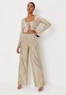 Missguided - Gold Co Ord Metallic Plisse Wide Leg Trousers
