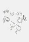 Missguided - Silver Silver Look Mixed Crystal Stud And Hoop Earrings Set
