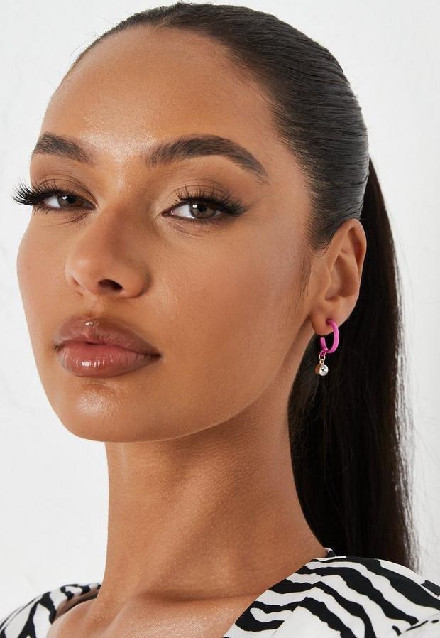 Gold Look Mix Wild Thang Enamel Hoop Earrings 3 Pack, , large image number 1