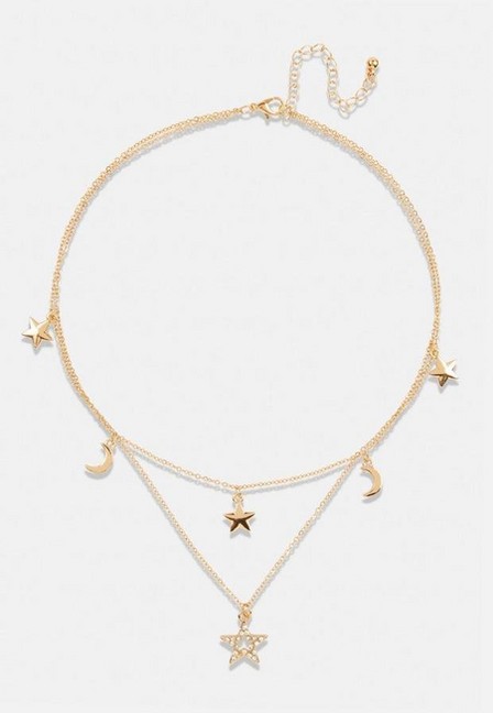 Missguided - Gold Gold Look Stars And Moons Layered Necklace