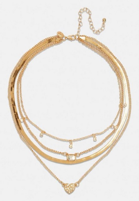 Missguided - Gold Gold Look Heart Layered Chain Necklace