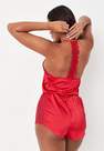 Missguided - Red Satin Lace Trim Cami Top And Shorts Pyjama Set