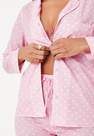 Missguided - Light Pink Heart Print Satin Shirt And Shorts Pyjama Set