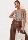 Missguided - Brown Snake Print Faux Leather Corset Top