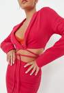 Missguided - Hot Pink Co Ord Tailored Tie Front Crop Blazer