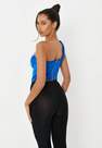 Missguided - Blue One Shoulder Dobby Mesh Corset Top