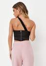 Missguided - Black One Shoulder Dobby Mesh Corset Top