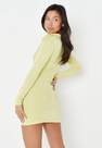 Missguided - Lime  Button Through Ruched Slinky Shirt Dress