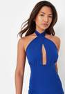 Missguided - Blue Crepe Halterneck Maxi Dress