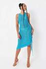 Missguided - Blue Ruched Knit Midaxi Dress