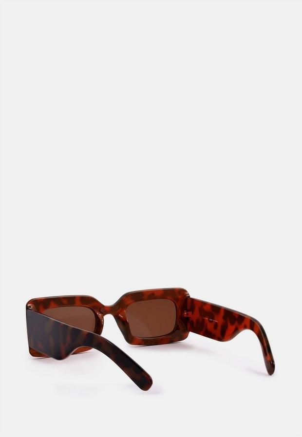 Brown Recycled Brown Square Frame Sunglasses, , large image number 3