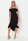 Missguided - Black Black Bardot Fishtail Midi Dress