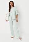 Missguided - Mint Rib T Shirt And Wide Leg Trousers Co Ord Set