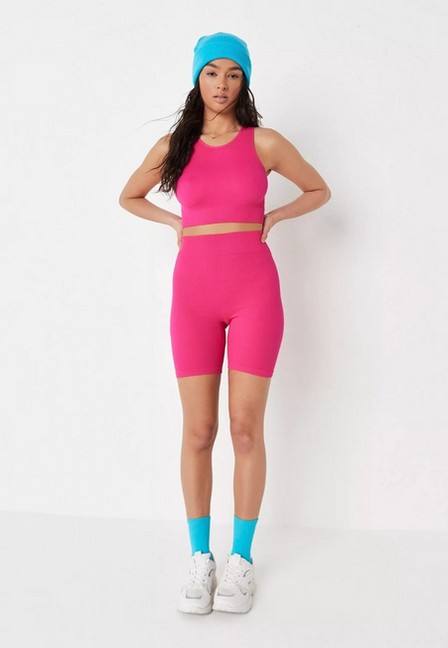Missguided - Pink Pink Msgd Sports Seamless Rib Cycling Shorts