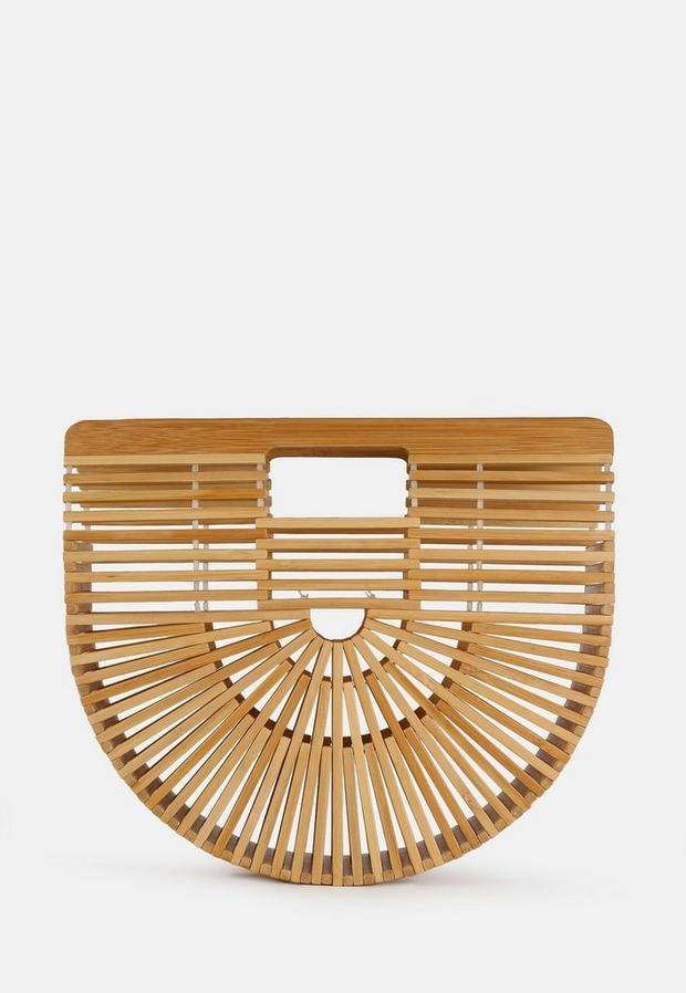 Natural Tan Bamboo Caged Bag, , large image number 0