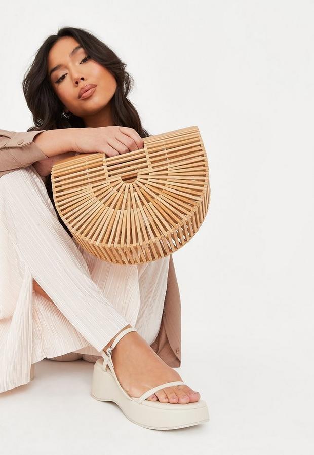 Natural Tan Bamboo Caged Bag, , large image number 1