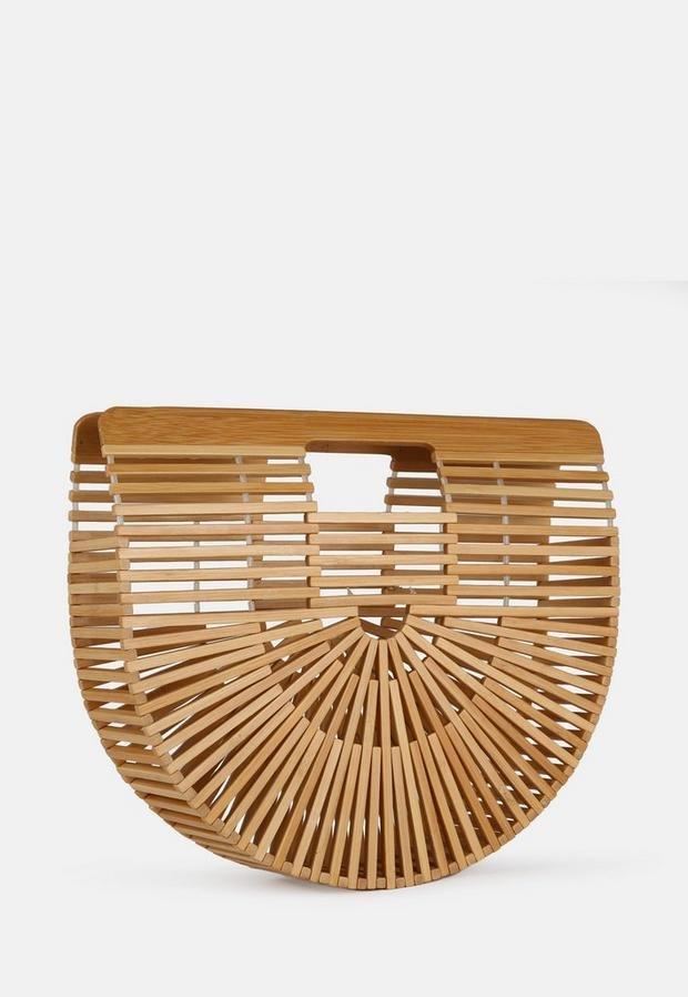 Natural Tan Bamboo Caged Bag, , large image number 2