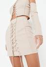 Missguided - Stone Stone Co Ord Rib Lace Up Mini Skirt